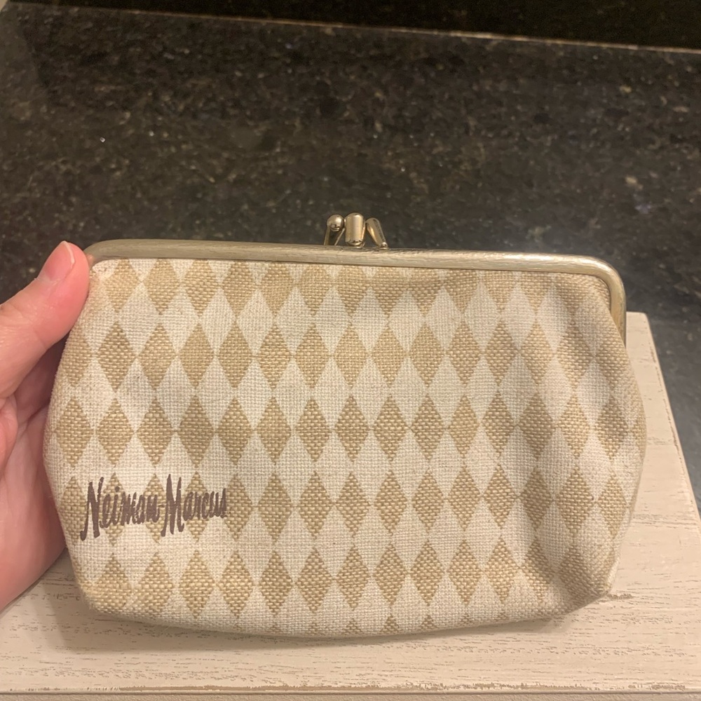 Vintage Neiman Marcus Gold and Cream Clutch Bag
